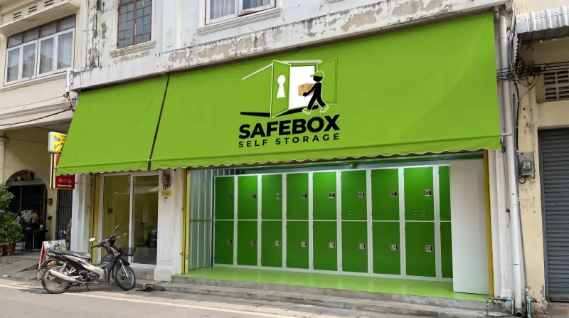 Shophouse with green awning